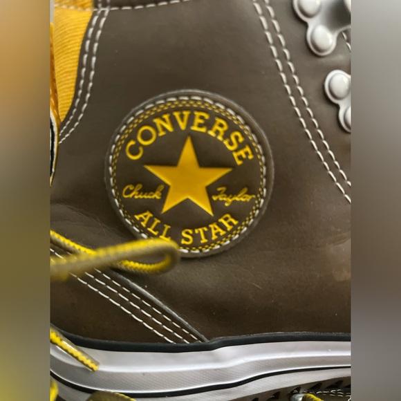 Converse Chuck Taylor City Hiker Leather High Top Sneakers Brown Yellow Sz 7M 9W - Picture 13 of 16